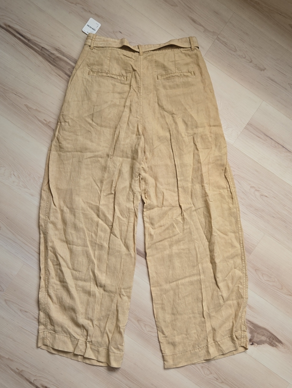 NWT Free People Linen Bland Pants, Tan/Khaki, Size 6 - Picture 4 of 4